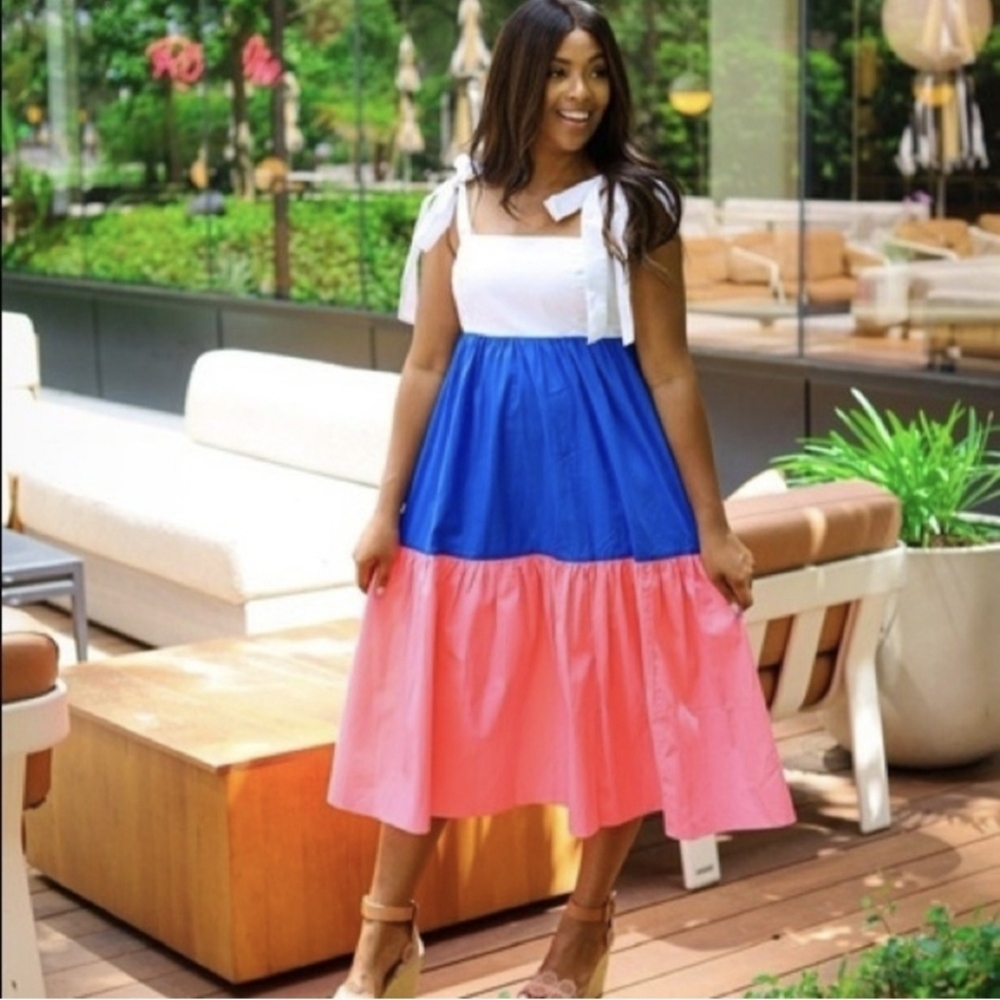 Lilly Pulitzer   Anlee‎ Colorblock Tiered Cotton Sundress SZ 4